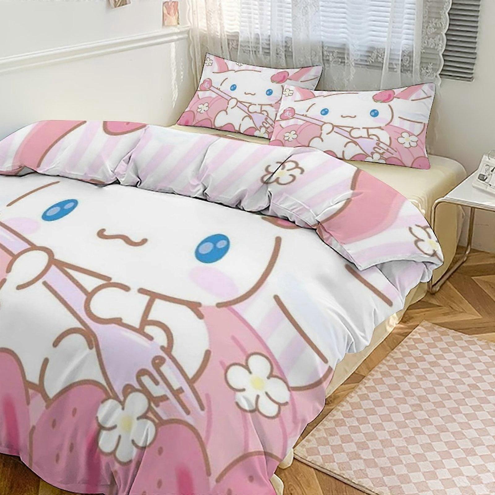 h626 Cinnamoroll Sängkläder för barn Män Kvinnor Full Storlek Täcke Set 3st Sängkläder Set 1 Täcke Och 2 Örngott nb626