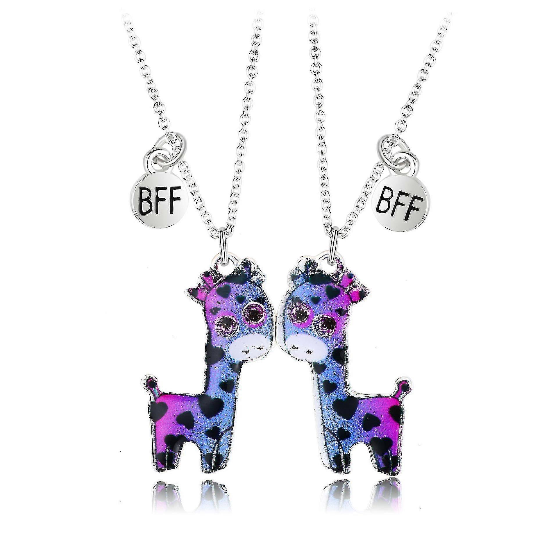2pcs Collier de couple adapté pour Bff Friends Personnalité Aimant Pendentif