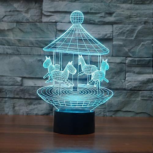 Carousel Black Base Creative 3D LED Decorative Night Light, Rechargeable with Touch Button