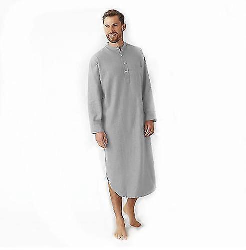 Mens Hood One-piece Sleepshirt Cotton Nightshirt Soft Sleepwear Plain Nightgown Pajamas
