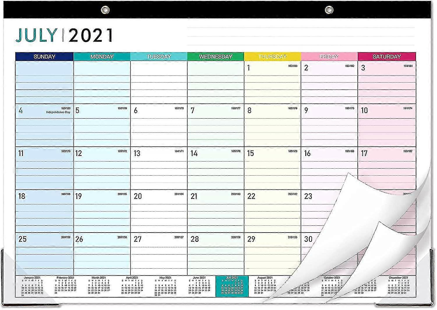 2021-2022 Desk Calendar - 18 Monthly Desk/wall Calendar 2-in-1,16.8" X 12", July 2021 - December 2022, Thick Paper With Corner Protectors, Large Ruled