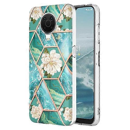For Nokia G10 / G20 Electroplating Splicing Marble Flower Pattern TPU Shockproof Phone Case