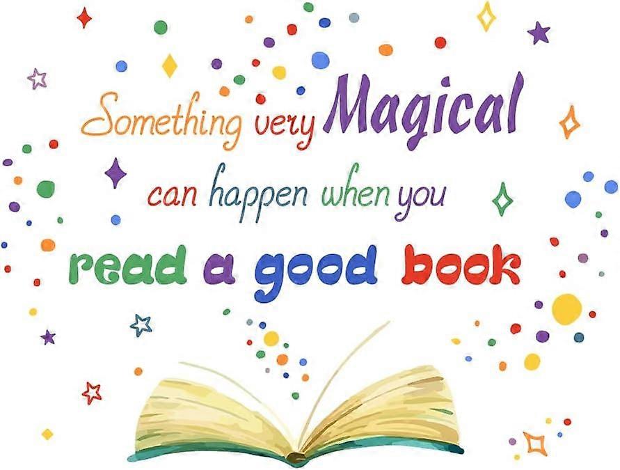Reading Book Wall Sticker Something Very Magical Can Happen When You Read A Good Book Wall Decal Colorful Stars Polka Dots Inspirational Quote Sticker
