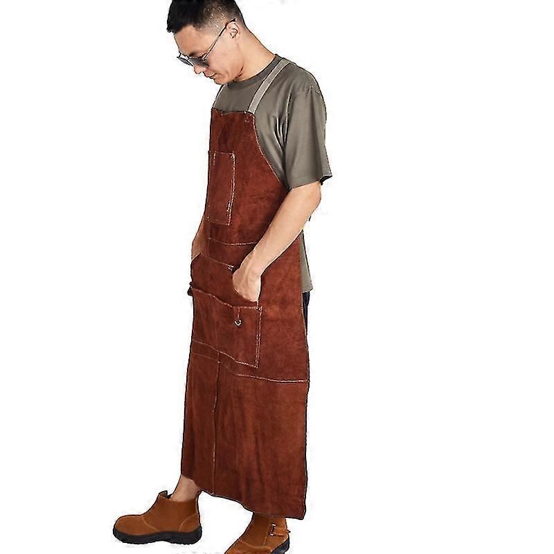 Professional Leather Welder Apron Thickened Cowhide Leather Wear-resistant Welding Heat Insulation Anti-scalding Flame Retardant