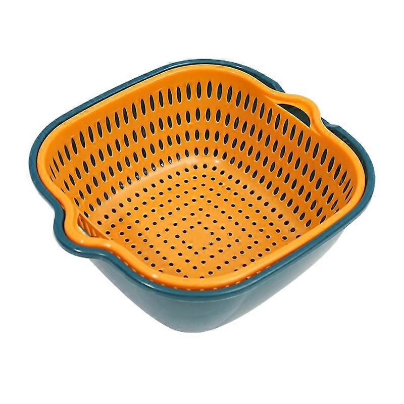 1 Set Double-layer Washing Strainer with Diversion Mouth PP Vegetable Cleaning Draining Bowl Kitchen Tools KAESI