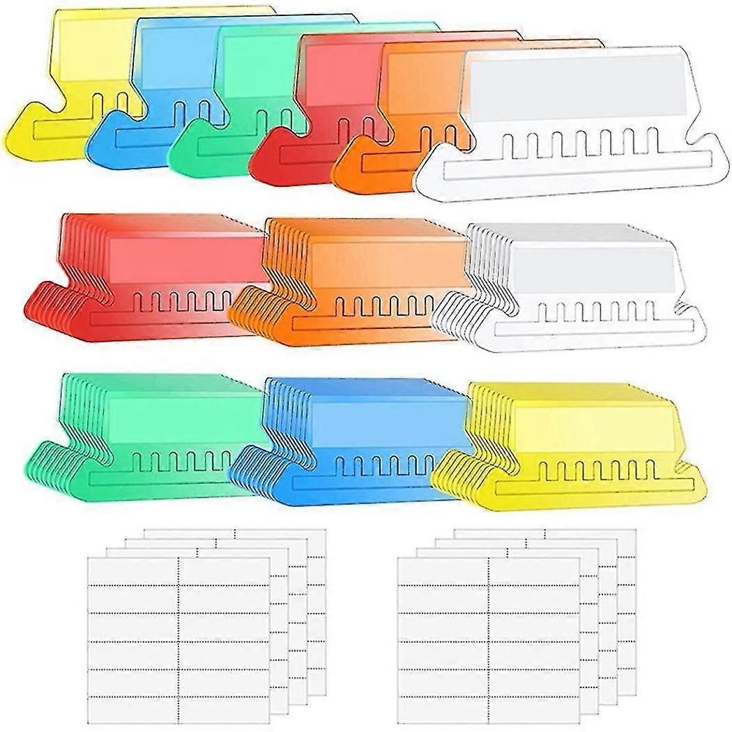 120 Sets Multicolor Hanging File Folder Tabs With Blank Inserts 2 Inches Plastic Hanging File Tabs