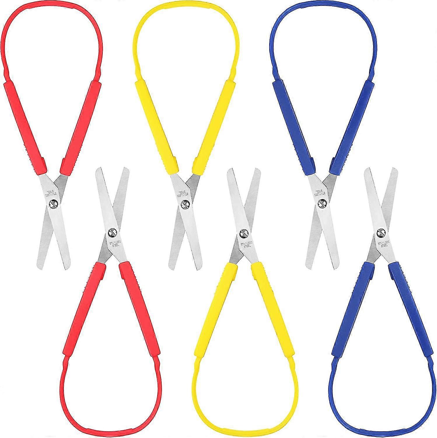 Ring Scissors Stretch Knife Scissors U-shaped Scissors Office Scissors (yellow Red Blue) (6pcs)