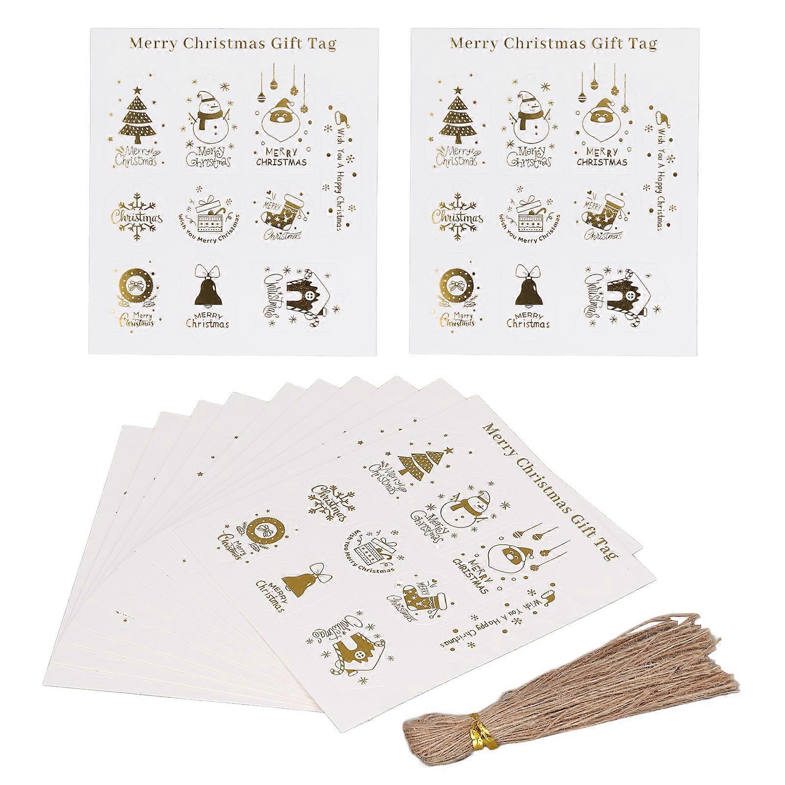 200 Pcs Christmas Gift Tags Multi Graphic Thick DIY Christmas Gift Wrapping Tags with Twine String