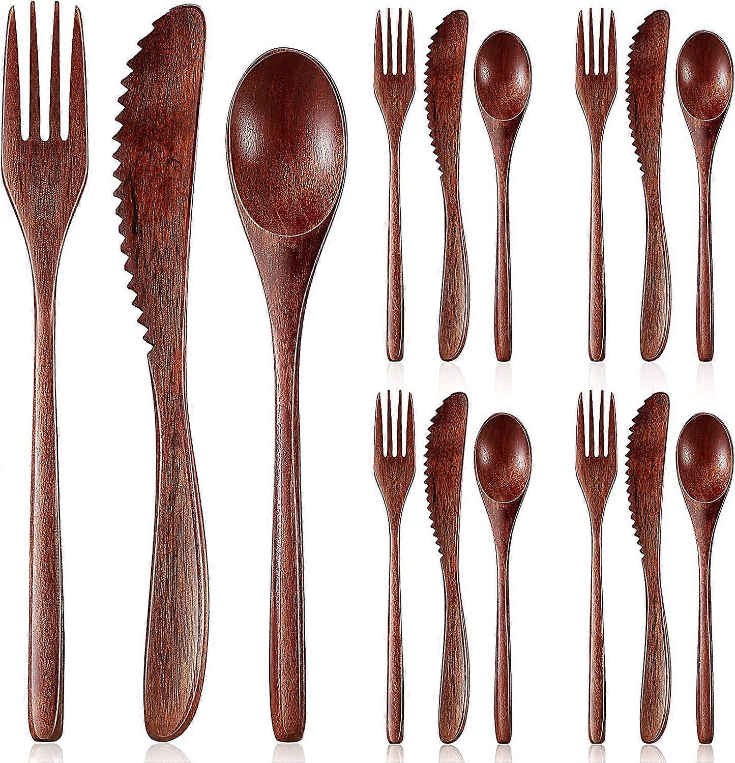Wooden Spoon Fork Knife Cutlery Set