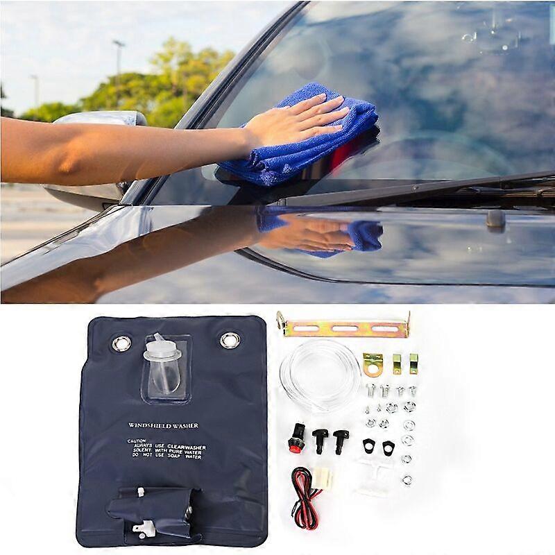 12V Universal Windshield Washer Pump with Bottle Bag Kit for Classic Car 151286776374