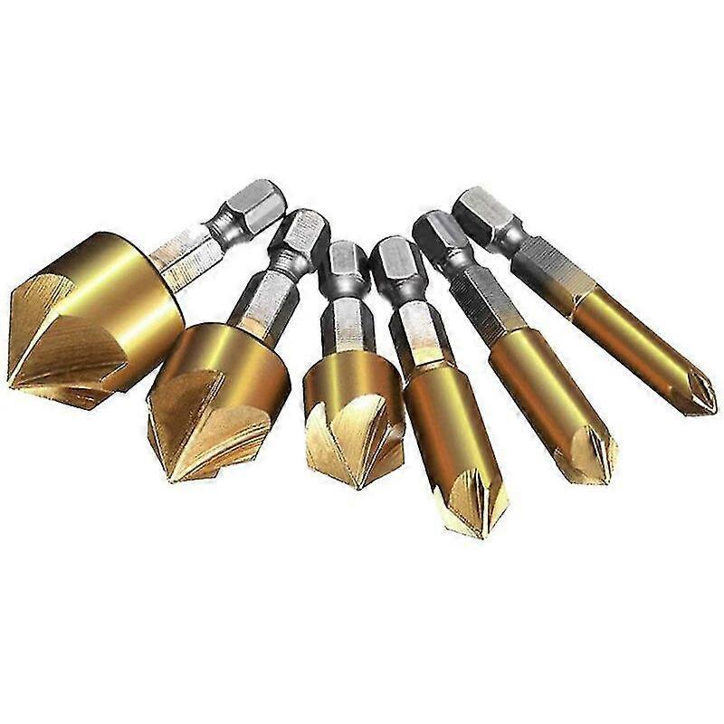 Drill Chuck - Countersink Drill Holders, 6pcs Hex Shank Hex Shank Five Edge Chamfering Drill Punch Tool Punch Tool