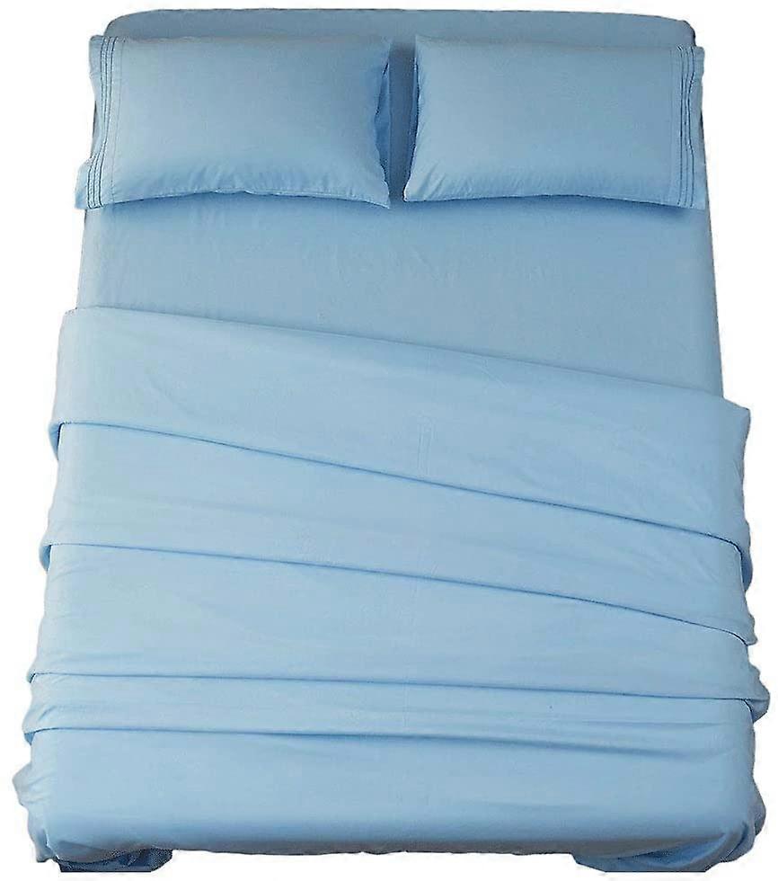Bed Sheet Set Super Soft Microfiber 1800 Thread Count Luxury Egyptian Sheets 16-Inch Deep PocketWrinkle-3 Piece ( Lake Blue, Twin)
