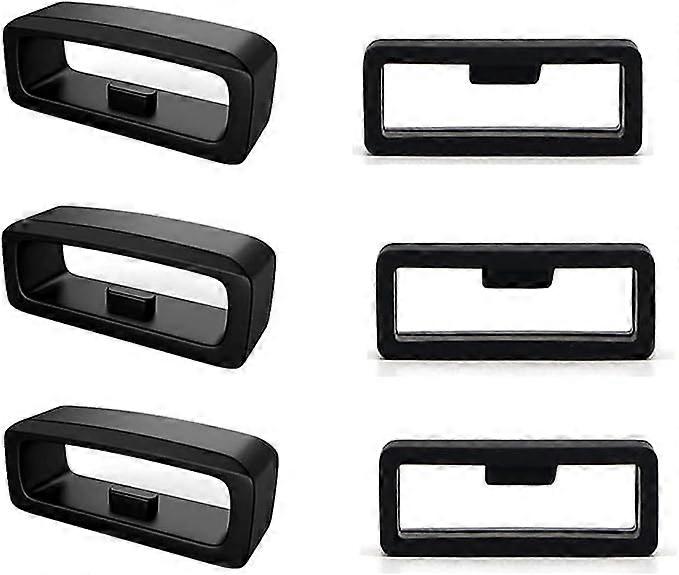 6Pcs Rubber Ring Strap, Silicone Watch Strap Holder (22mm Width,Black)