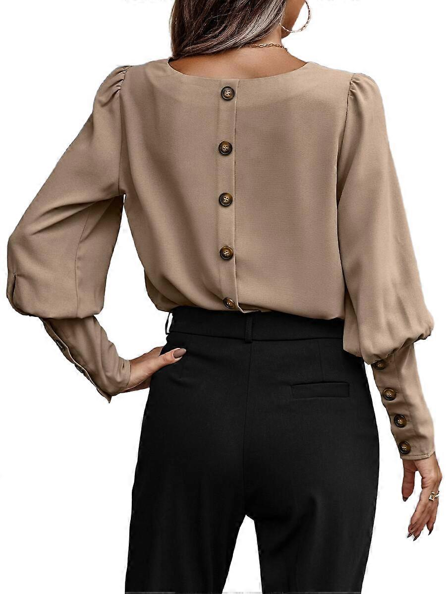 Long Sleeve Shirts for Women Crewneck Solid Lightweight Tunic Tops Blouse Deep Coffee