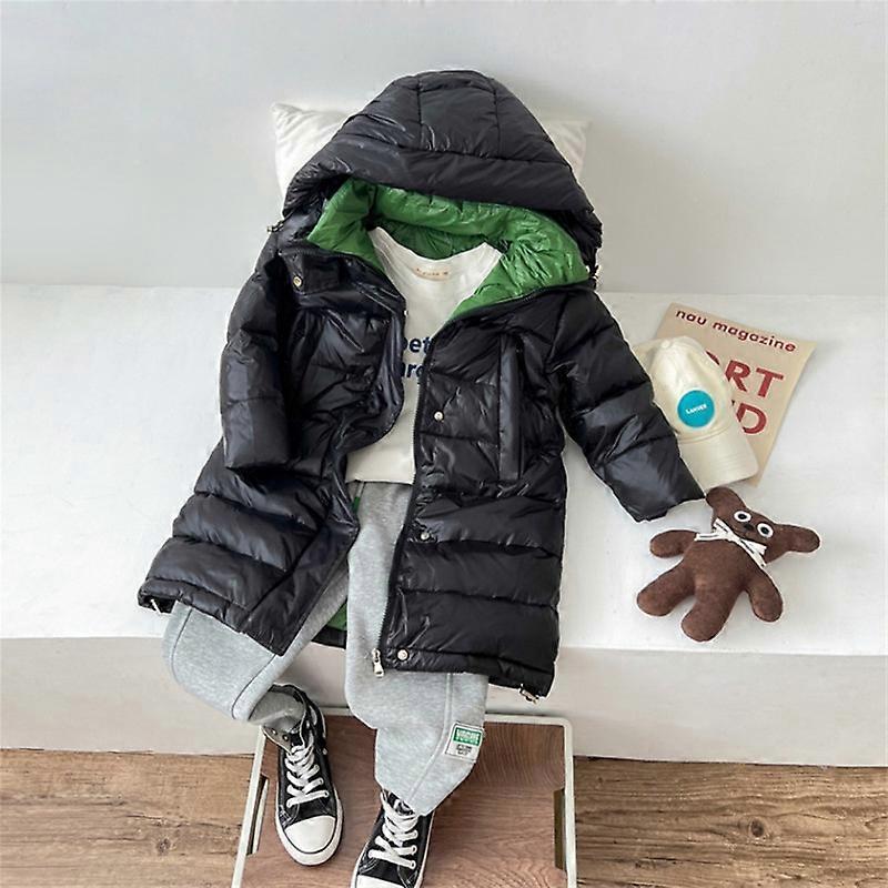 Kids Hooded Long Coat Winter Cotton Down Windproof Jacket Outerwear