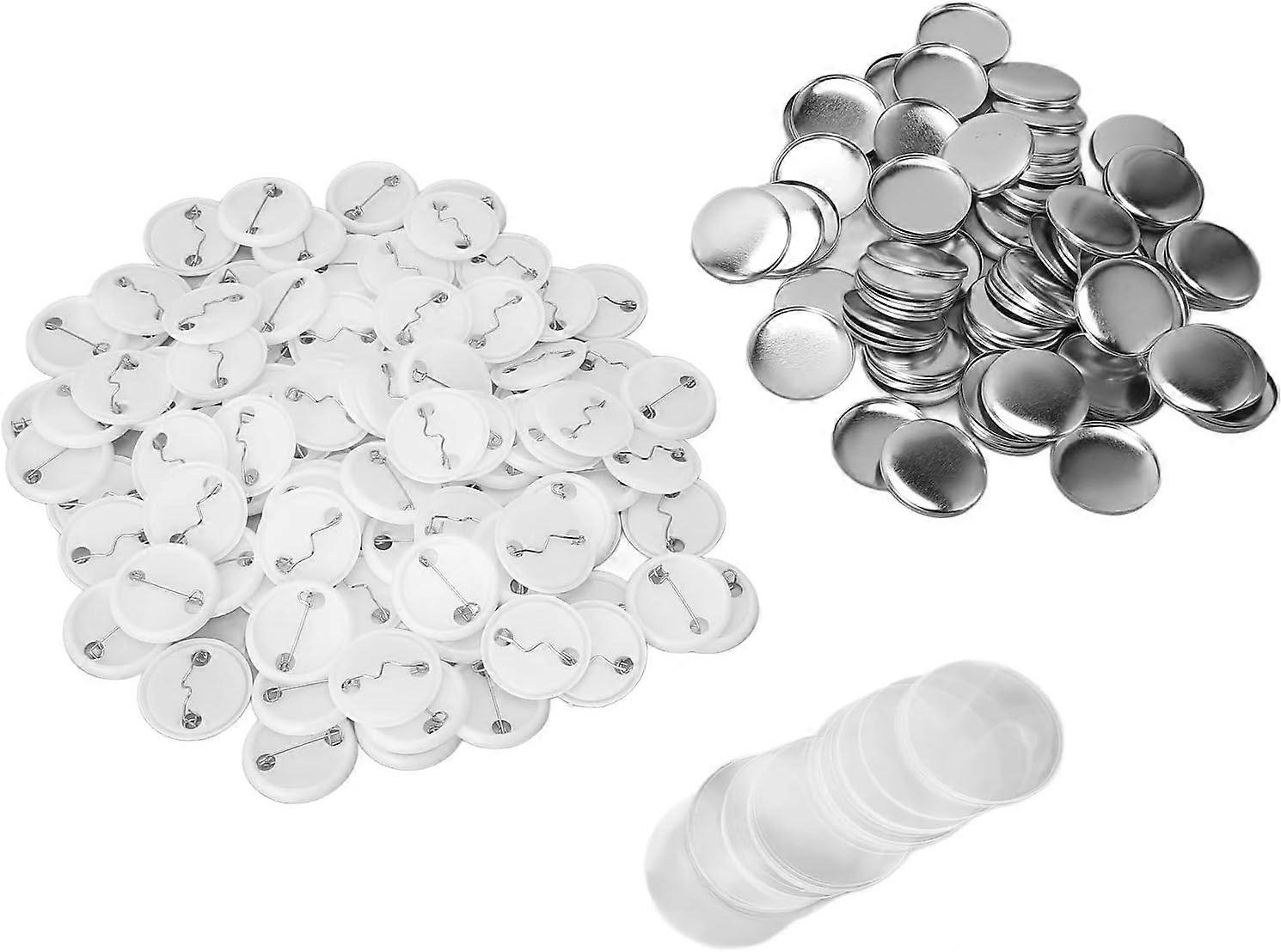 100 Sets Pin Back Button Parts Button Making Supplies Round Shape Metal Back Pin DIY Blank Button Badge Parts Set for Clothes Backpacks (25MM)