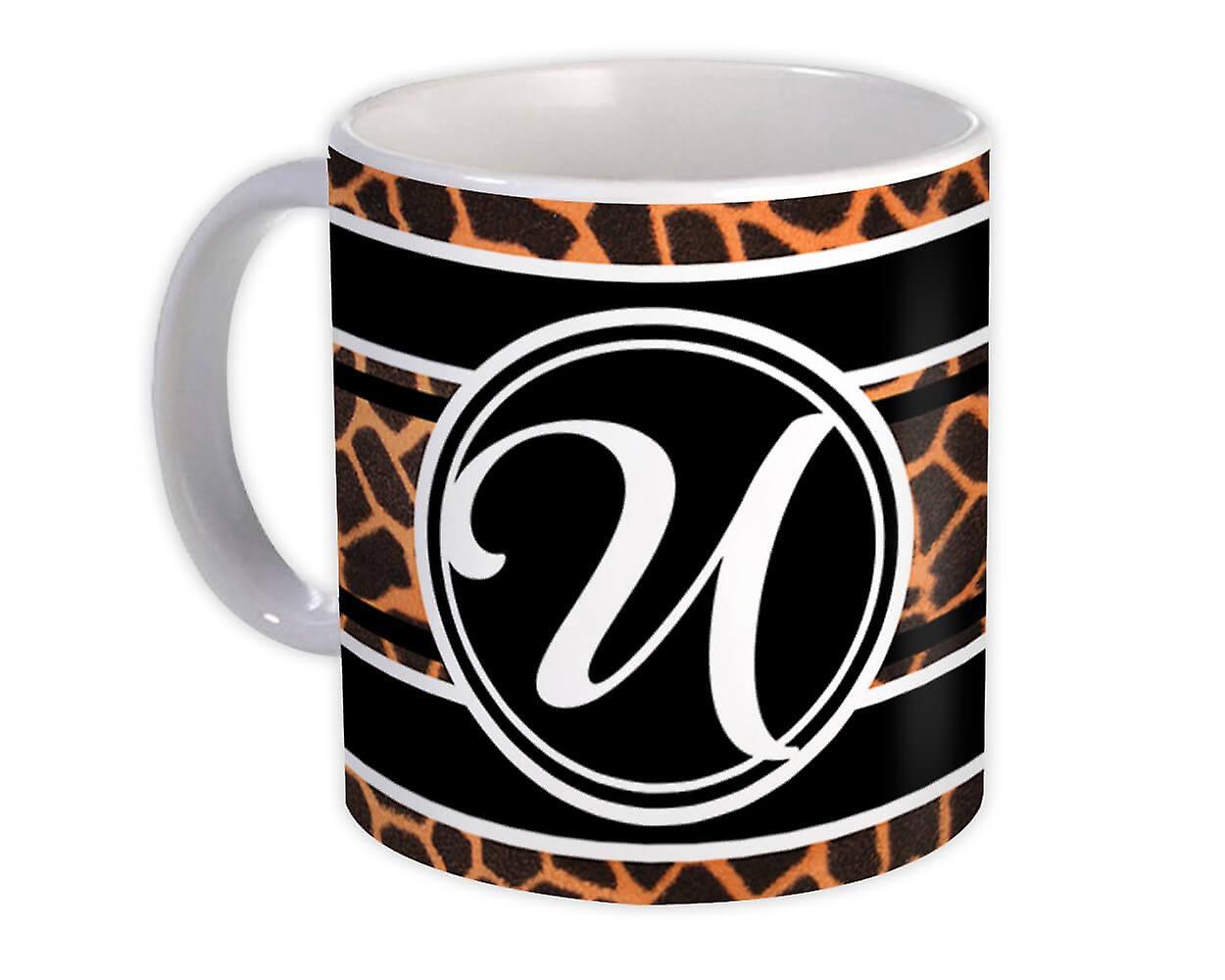 Gift Mug: Monogram Letter U Giraffe