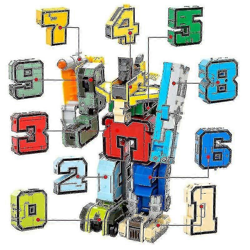 10pcs Assembling Figure Number Transformation Robot Educational Blocks