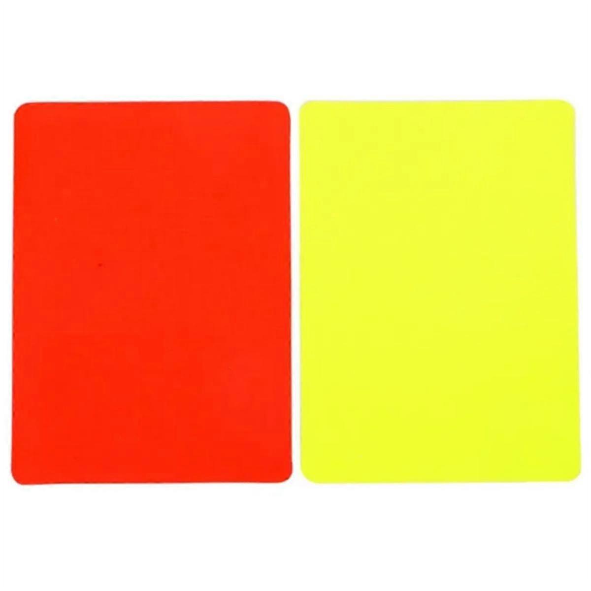 Red And Yellow Cards Set For Referee In Football Match. Soccer Referee Equipment. Red And Yellow Warning Cards