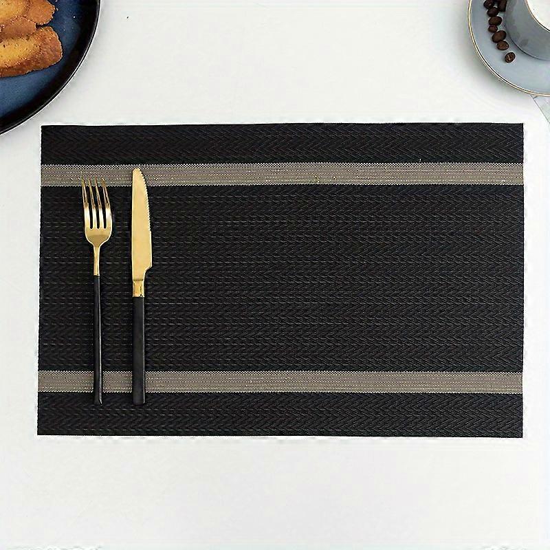 6pcs Colorful PVC Striped Woven Placemats - Washable, Reusable, and Heat Insulating Table Mats for Home Kitchen Dining Table Decor