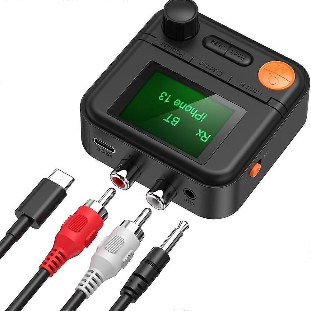 Bluetooth 5.2 Adapter for Car, 2 in 1 Bluetooth Audio Transceiver with 1.44" Large Screen