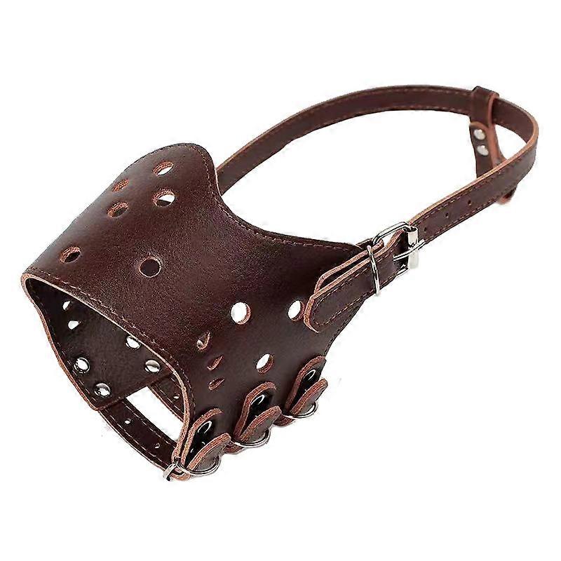 Dog Muzzle Anti-Bite Leather Muzzle Breathable Dog Muzzle Dog Muzzle to Prevent Barking (Brown, S)