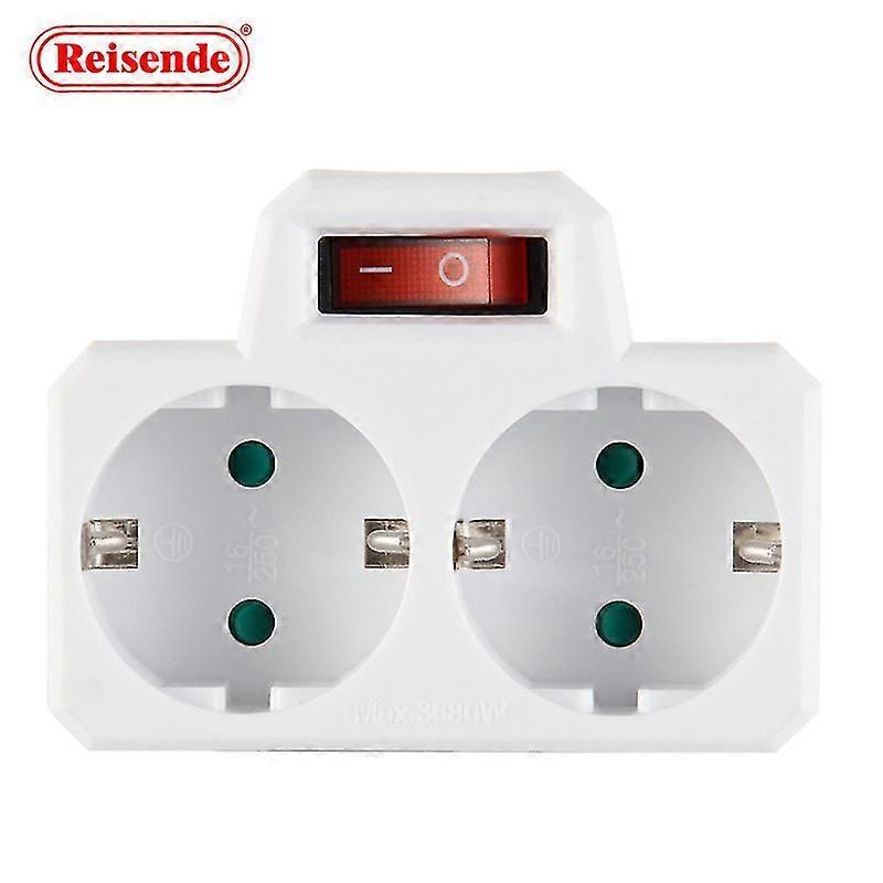 Biplite Power Strip Plug Adapter With Switch 2 16A Sockets, White