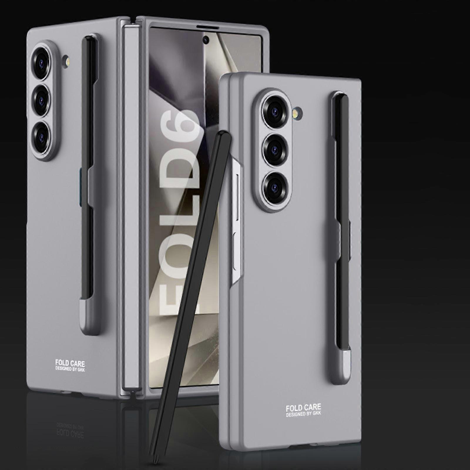 for Samsung Z Fold 6 Frosted Case with Hinge Protection and S Pen Holder, Full Body Shockproof Cover for Samsung Z Fold 6