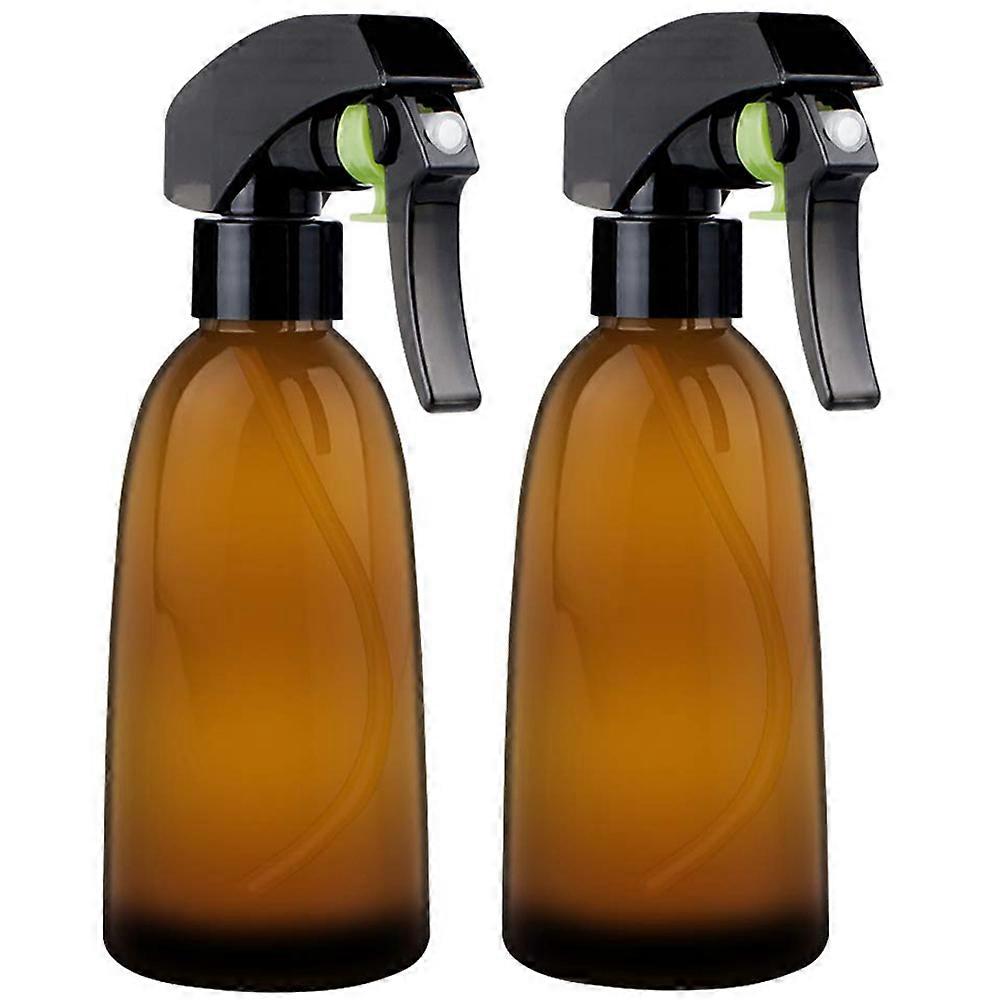 2Pcs Empty PET Amber Spray Bottles, 7oz Refillable Container for Essential Oils, Cleaning Products, or Aromatherapy for Home, Hairdressing, Garden
