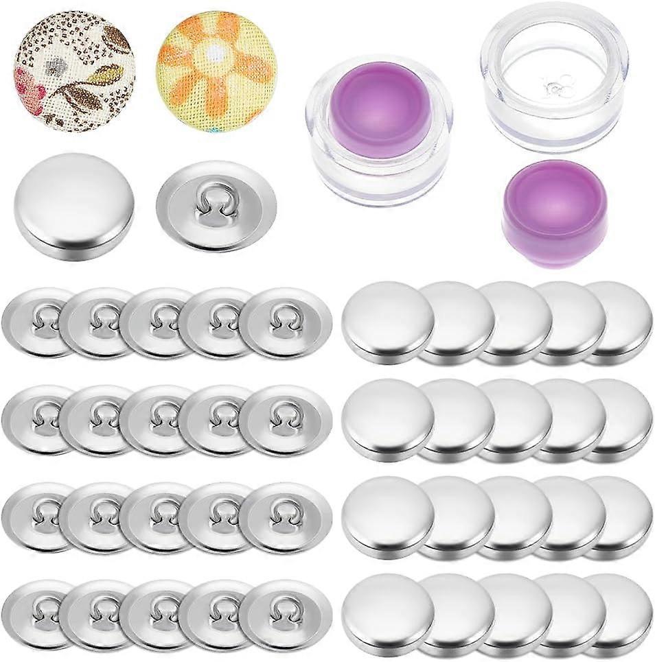 100 Sets Cover Button Kit with Tools Fabric Button Making Kit Fabric Cloth Covered Flat Back Buttons Maker Including 100Pcs 0.57 Inch Button Covers DI