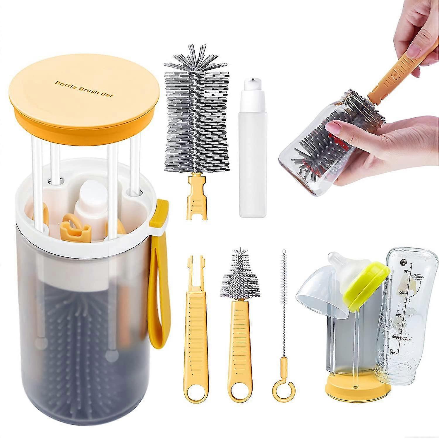 Travel Bottle Brush Set With Silic Bottle And Rack,for Home Travel