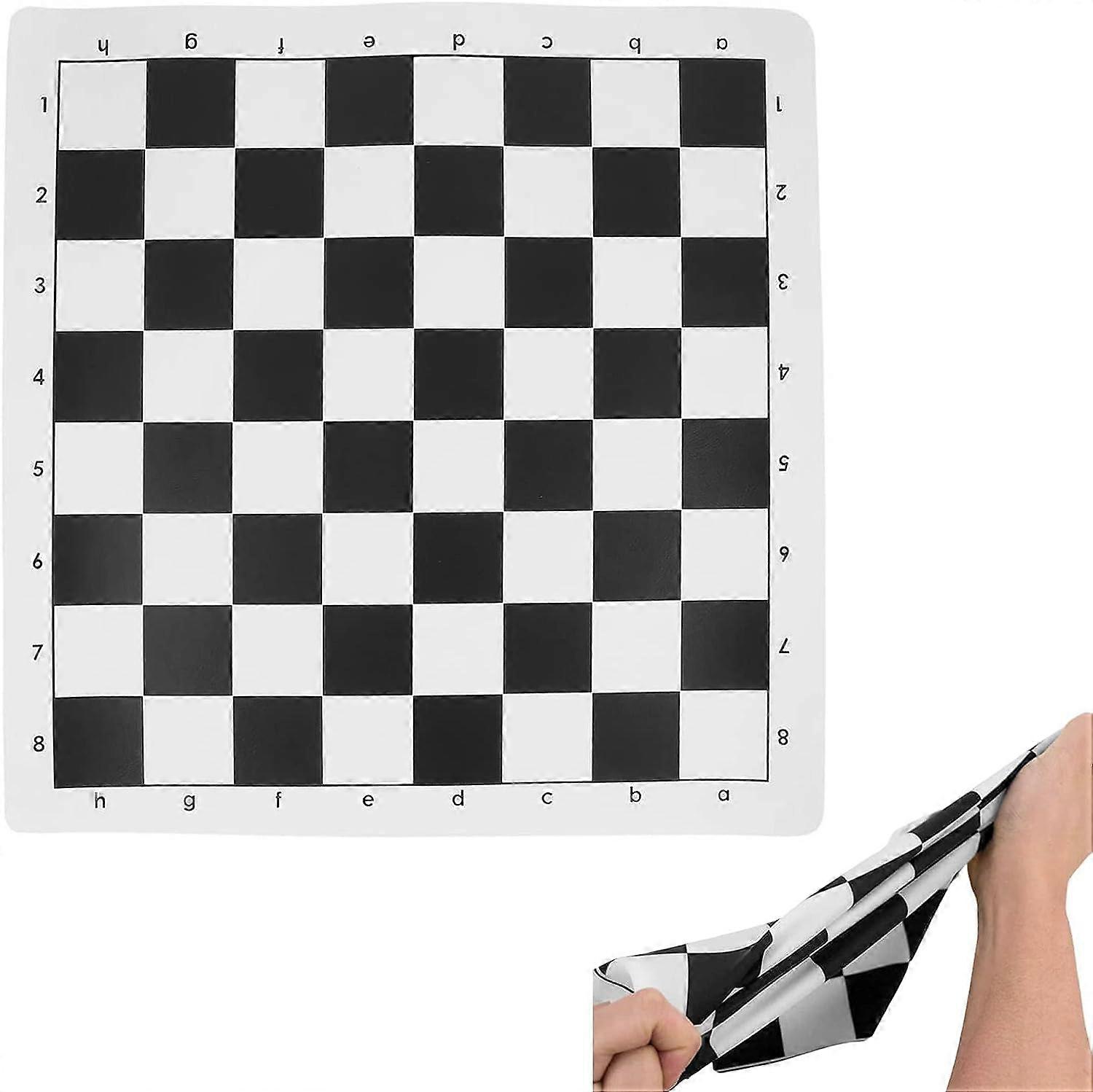 black and white - 43*43cm chess set, roll up chess set, portable chess mat, adult children's chess game accessories, black and white