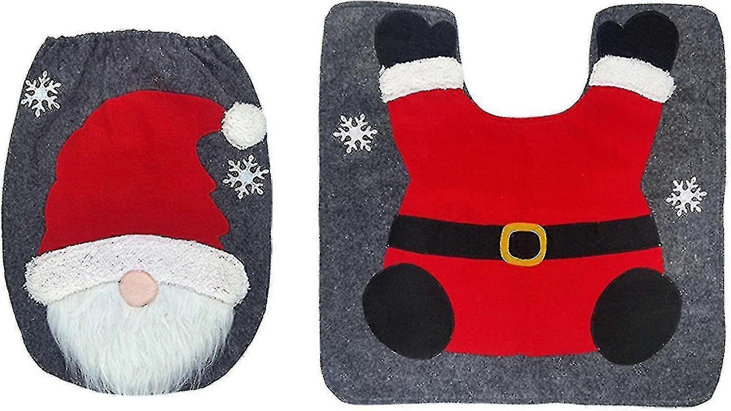 Ensemble housse et tapis pour abattant WC | Ensemble housse et tapis pour abattant WC, motif rats, pour la maison, l'hôtel, rouge, 2 pièces