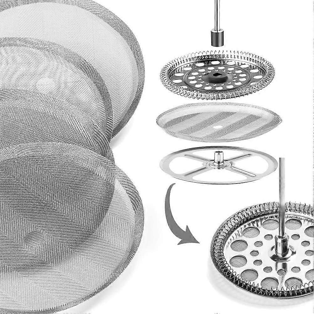 6-pakning 1L 3 kopp erstatningsfiltre i rustfritt stål for pressen