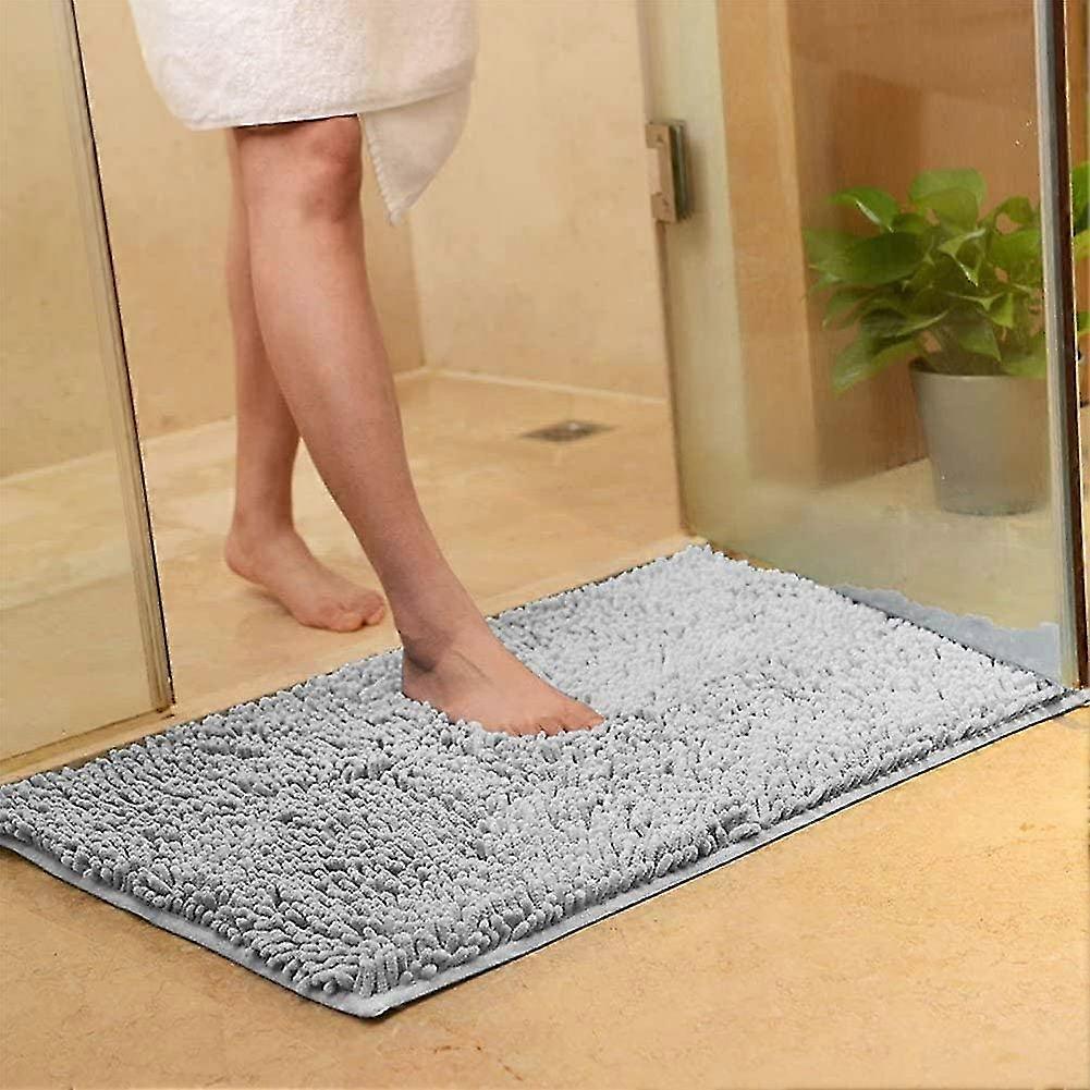Badezimmerteppich - rutschfeste Matte - Streifen - saugfähig - grau - 60 x 90 cm