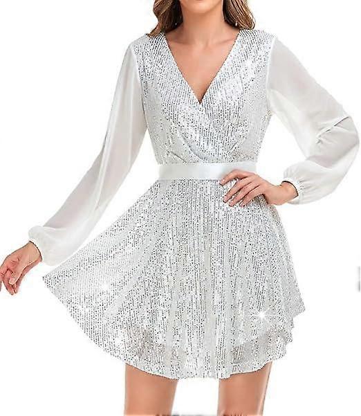 Women's Sexy V Neck Mini Sequin Dress