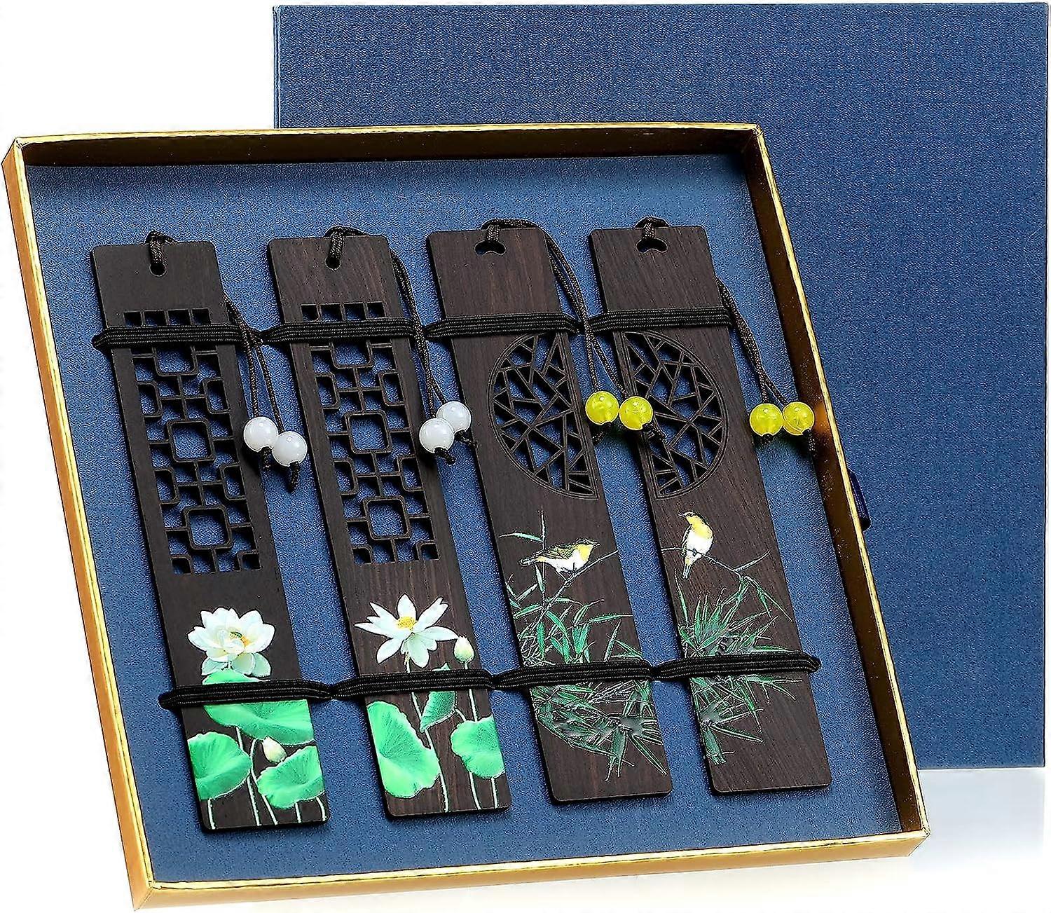 4 قطع إشارة مرجعية خشبية للرجال والنساء محبي الكتب ، مجموعة الإشارات المرجعية الخشبية الطبيعية المصنوعة يدويا ، مثالية لهدية عيد الميلاد ، المعلمين AP