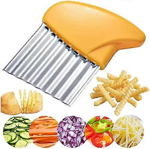 Multifunctional Wavy Chopper Stainless Steel Tool Yellow)