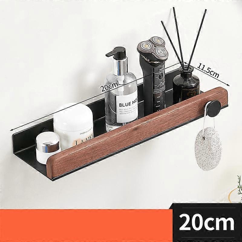 Ξύλο ματ μαύρο μπάνιο γωνιακά ράφια κουζίνα τοίχου ράφι ντους μπάνιο σαμπουάν ράφι αποθήκευσης αξεσουάρ μπάνιου 20-50cm