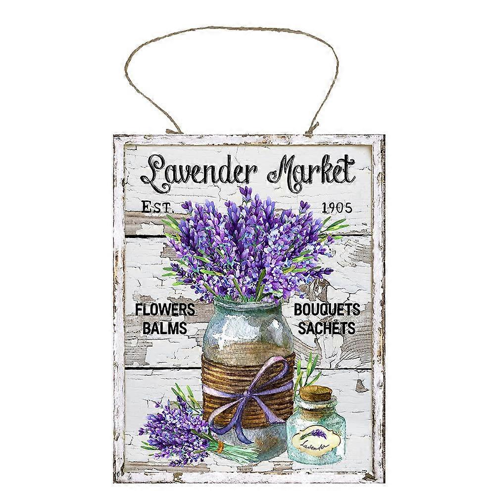 Cartel de madera del mercado de lavanda