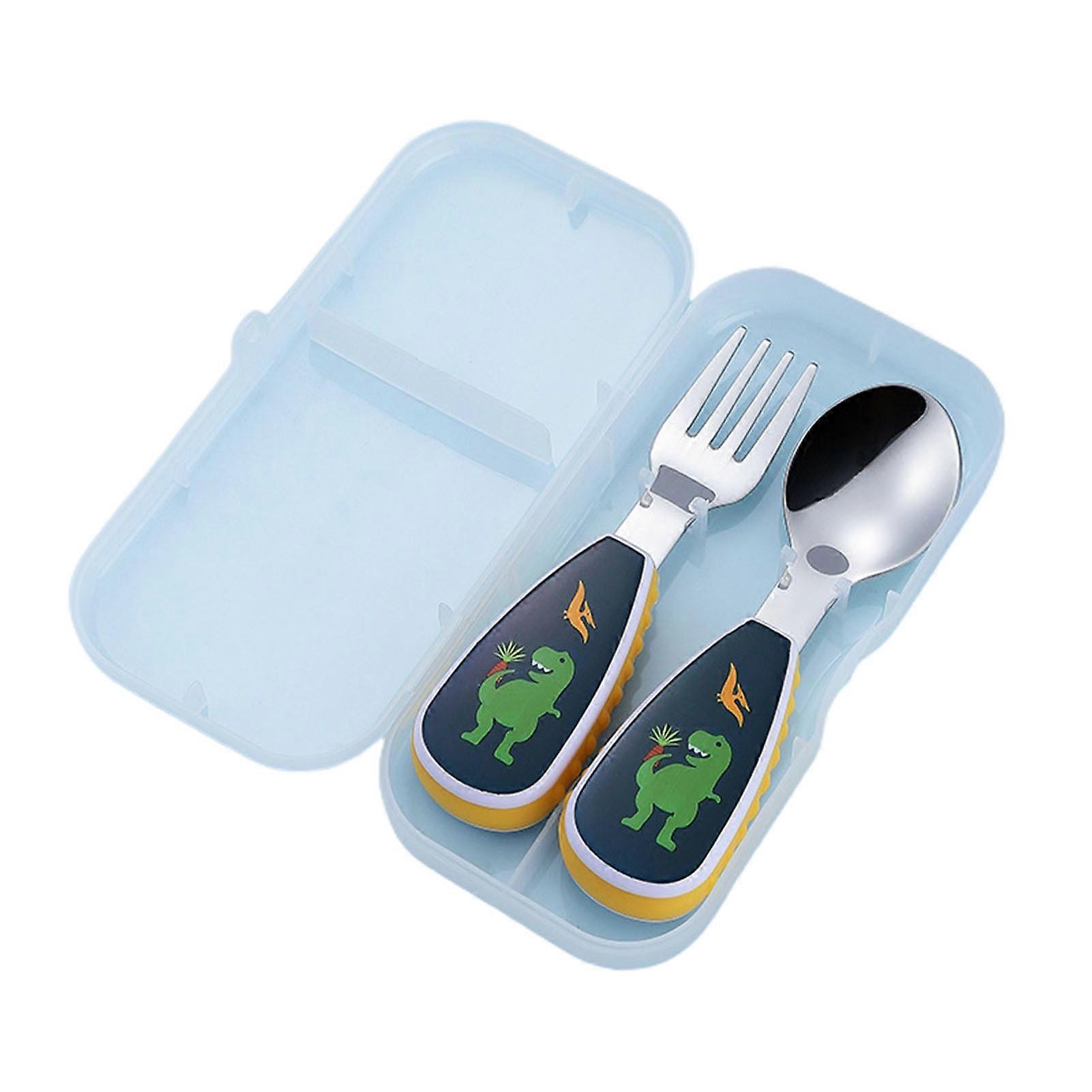3Pcs/Set Spoon Fork Set Non-slip Comfortable Grip Lightweight Cartoon Design Kids Flatware Set Daily Use