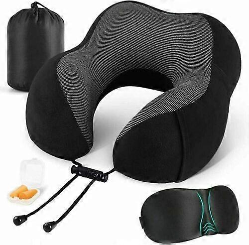 Travel Pillows Set-Memory Foam Flight Neck Cushion with Mask&Ear Plugs&Carry Bag