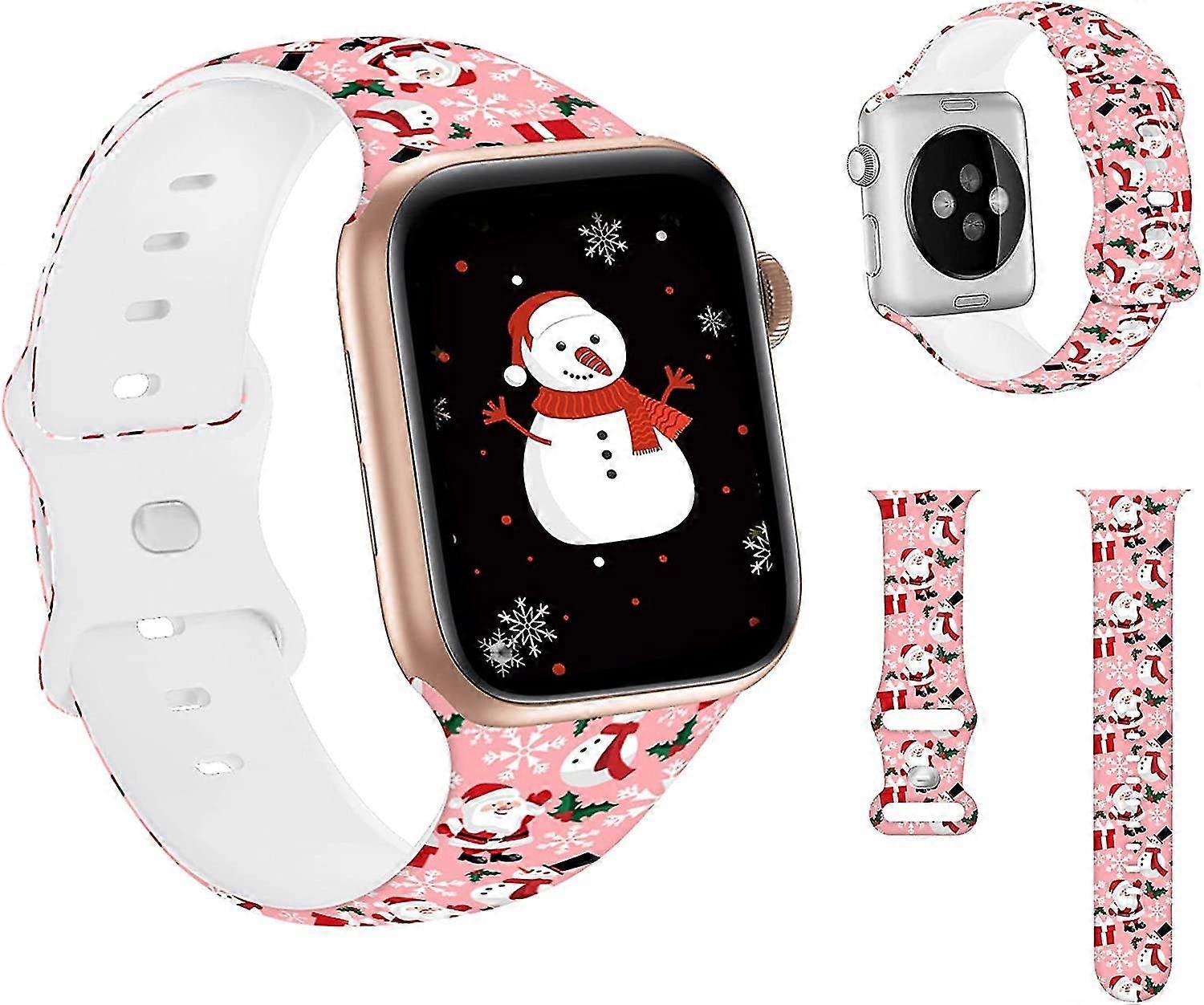Christmas Watch Bands Compatible With Iwatch 41mm 40mm 38mm, Xmas Soft Silicone Replacement Strap Wristbands For Apple Watch Series Se 8 7 6 5 4 3 2 1