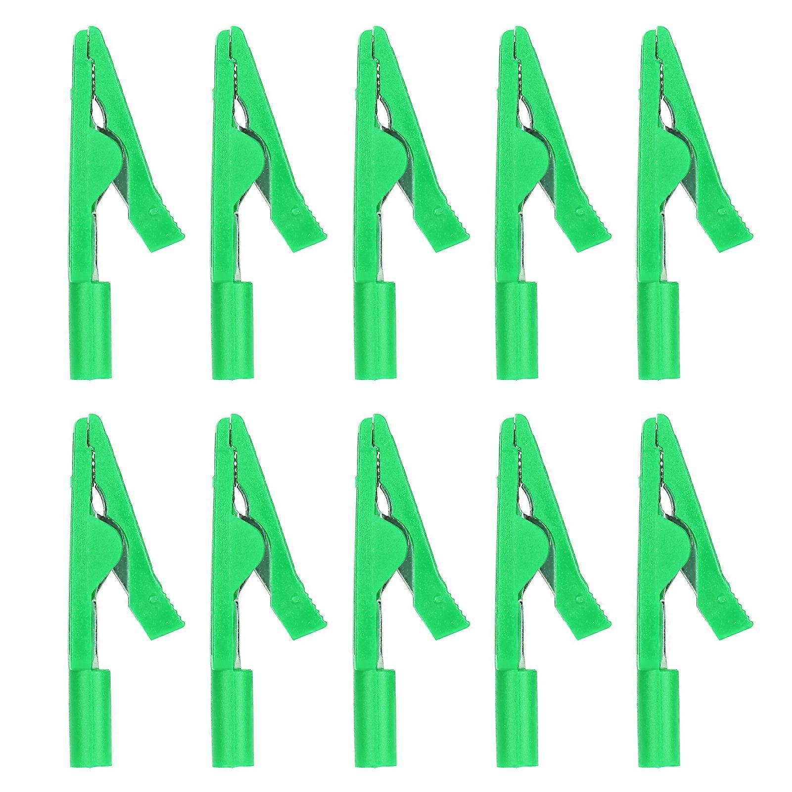 10PCS/Set Safety Clip 2mm Banana Jack Rear Testing Clamp Pure Copper for Power RegulatorGreen