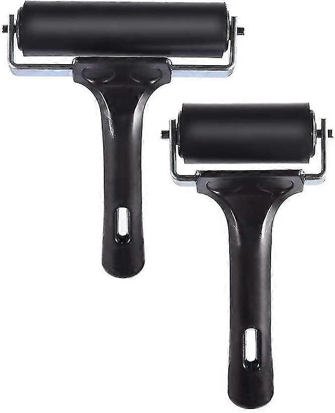 2pcs Ink Roller Paint Rollers Brayer Hard Rubber Ink Rollers Presser Craft Art Non-slip Board Printing Tool (3.8 And 2.2 Inch)