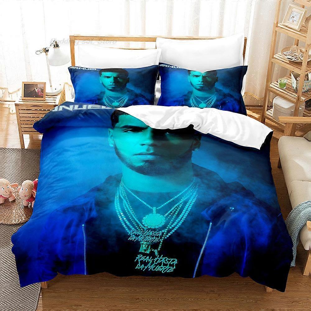 a4453 Lençóis Anuel Aa Real Hasta La Conjunto de Cama Conjunto de Cama Aldult Kid Quarto Conjuntos de Capa de Edredão Conjunto de Cama de 3 Peças (1 Capa de Edredom + 2 Fronhas)