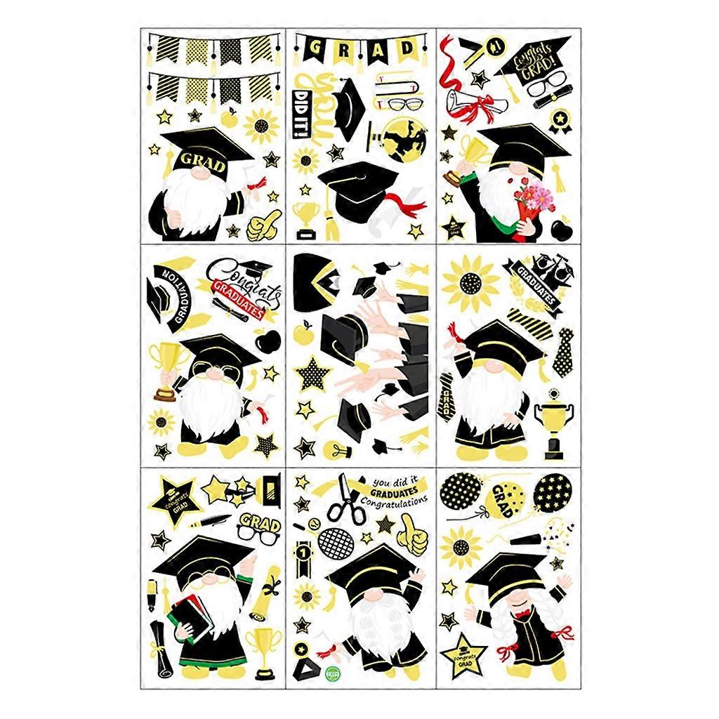 2 مجموعة التخرج جنوم نافذة ملصق غرفة نوم مهجع مطعم