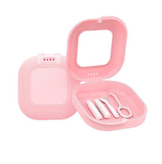 Mirror tooth socket box,Mirrored Braces Box With Vent Holes Removal Tool Sturdy Long Lifespan Retainer Case For Mouth Guards