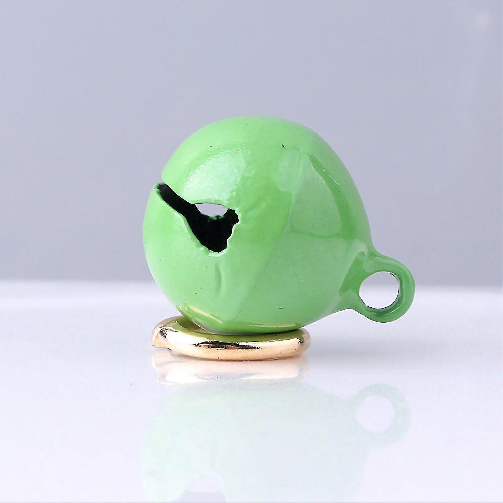 Green Pet Collar Bell Iron Round Pendant for Cats and Dogs with Keyring