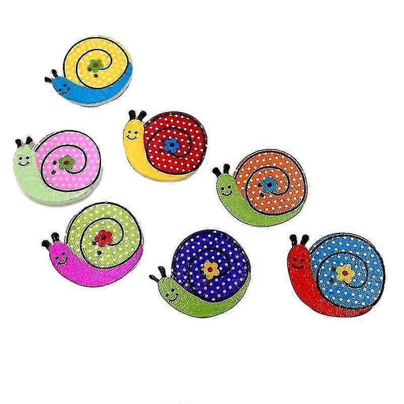 50pcs Painted Snail Shape Buttons Decorative Buttons For Sewing Scrapbooking Crafts (mixed Color)